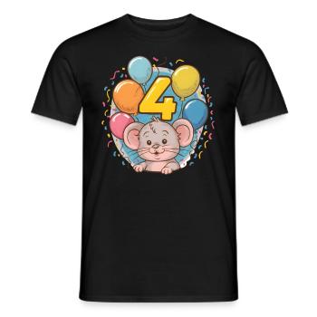 4th Birthday Mouse Children's Birthday Party - Men's T-Shirt - black - Front - AI Model Male 178 light (178cm)