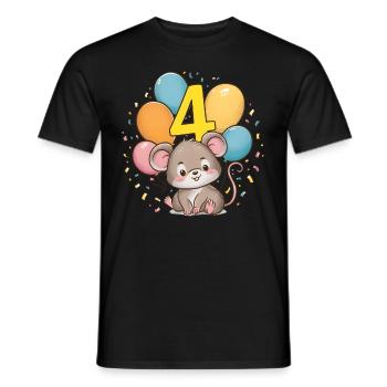 4th Birthday Mouse Children's Birthday Party - Men's T-Shirt - black - Front - AI Model Male 178 light (178cm)