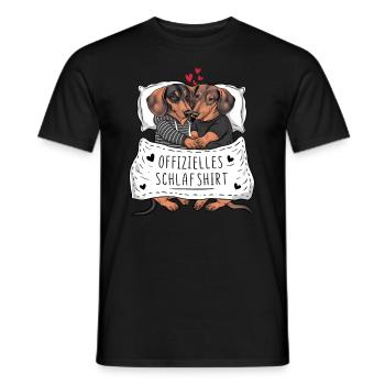 Chemise de nuit officielle Couple de teckels mignons - T-shirt homme - noir - Devant - AI Model Male 178 light (178cm)