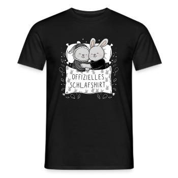 Chemise de nuit officielle Cute Bunny Bunny Pair - T-shirt homme - noir - Devant - AI Model Male 178 light (178cm)