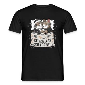 Chemise de nuit officielle Chat mignon chat chats couple - T-shirt homme - noir - Devant - AI Model Male 178 light (178cm)