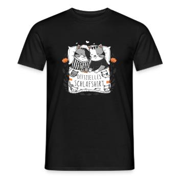 Chemise de nuit officielle Chat mignon chat chats couple - T-shirt homme - noir - Devant - AI Model Male 178 light (178cm)
