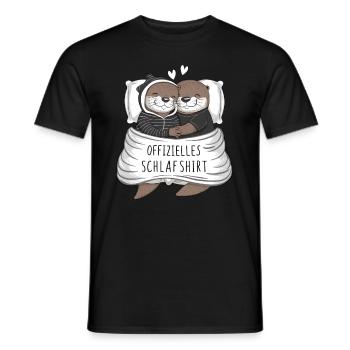 Official Sweet Otter Couple Sleep Shirt - Men's T-Shirt - black - Front - AI Model Male 178 light (178cm)