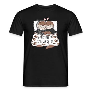 Official Sweet Otter Couple Sleep Shirt - Men's T-Shirt - black - Front - AI Model Male 178 light (178cm)