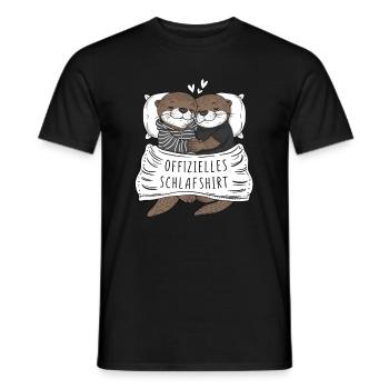 Official Sweet Otter Couple Sleep Shirt - Men's T-Shirt - black - Front - AI Model Male 178 light (178cm)