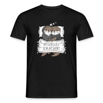 Official Sweet Otter Couple Sleep Shirt - Men's T-Shirt - black - Front - AI Model Male 178 light (178cm)