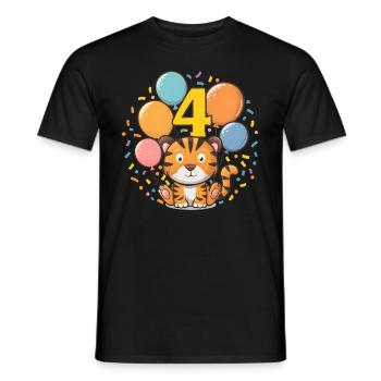 4th Birthday Tiger Children's Birthday Party - Men's T-Shirt - black - Front - AI Model Male 178 light (178cm)