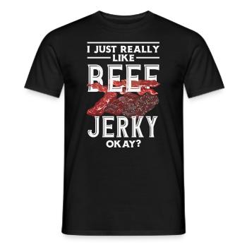 Beef Jerky Dealer Beef Jerky Costume - Men's T-Shirt - black - Front - AI Model Male 178 light (178cm)