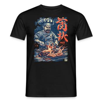 Hibachi Teppanyaki Bbq Japanische Küche - Männer T-Shirt - Schwarz - Vorne - AI Model Male 178 light (178cm)