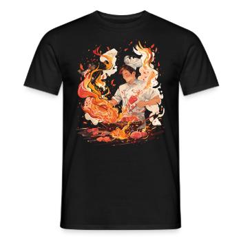 Hibachi Teppanyaki Bbq Japanische Küche - Männer T-Shirt - Schwarz - Vorne - AI Model Male 178 light (178cm)