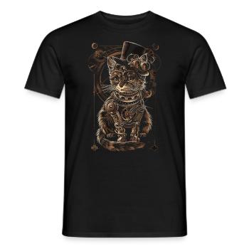 Chat steampunk - T-shirt homme - noir - Devant - AI Model Male 178 light (178cm)