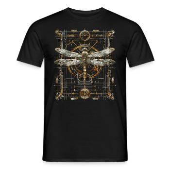 Steampunk dragonfly - Men's T-Shirt - black - Front - AI Model Male 178 light (178cm)
