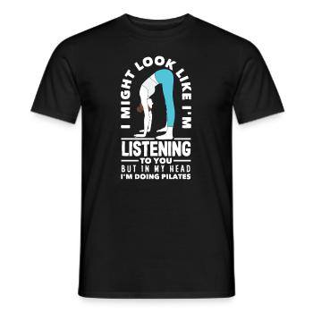 Pilates L’humour en pensée - T-shirt homme - noir - Devant - AI Model Male 178 light (178cm)