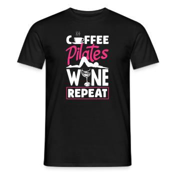 Café Pilates Vin Répéter - T-shirt homme - noir - Devant - AI Model Male 178 light (178cm)