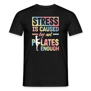 Stress is caused by too little Pilates - Men's T-Shirt - black - Front - AI Model Male 178 light (178cm)