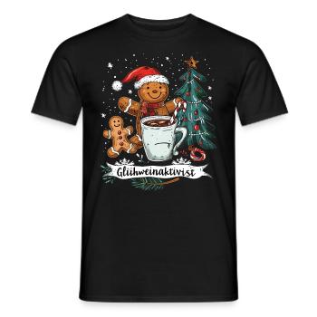 "Mulled Wine Activist" - Christmas Mulled Wine - Men's T-Shirt - black - Front - AI Model Male 178 light (178cm)