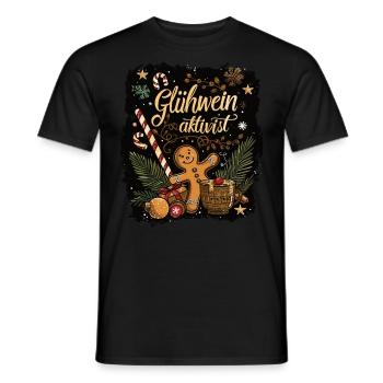 "Mulled Wine Activist" - Christmas Mulled Wine - Men's T-Shirt - black - Front - AI Model Male 178 light (178cm)