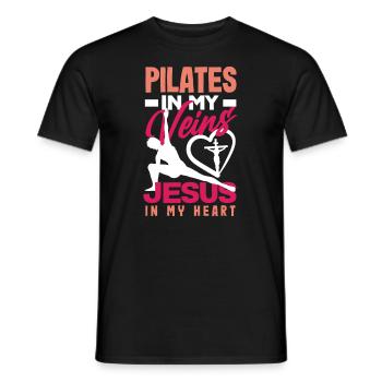 Le Pilates dans mes veines, Jésus dans mon cœur - T-shirt homme - noir - Devant - AI Model Male 178 light (178cm)