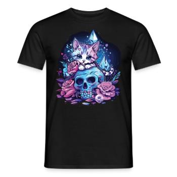 Kawaii Cat Pastel Goth Cute Anime - Men's T-Shirt - black - Front - AI Model Male 178 light (178cm)
