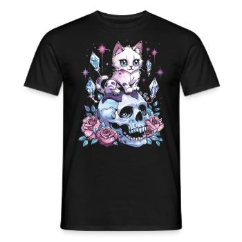 Kawaii Cat Pastel Goth Cute Anime - Men's T-Shirt - black - Front - AI Model Male 178 light (178cm)