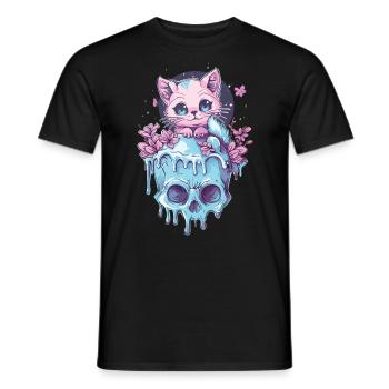 Kawaii Cat Pastel Goth Cute Anime - Men's T-Shirt - black - Front - AI Model Male 178 light (178cm)