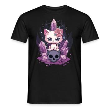 Kawaii Cat Pastel Goth Cute Anime - Men's T-Shirt - black - Front - AI Model Male 178 light (178cm)