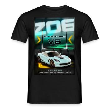 Z06 Sportwagen - Männer T-Shirt - Schwarz - Vorne - AI Model Male 178 light (178cm)