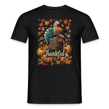 Grateful Gobble Wobble Thanksgiving - Men's T-Shirt - black - Front - AI Model Male 178 light (178cm)