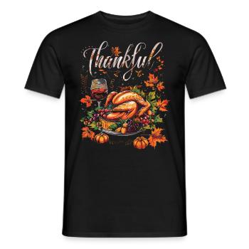 Grateful Gobble Wobble Thanksgiving - Men's T-Shirt - black - Front - AI Model Male 178 light (178cm)