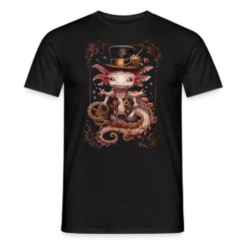 Steampunk Axolotl - T-shirt homme - noir - Devant - AI Model Male 178 light (178cm)