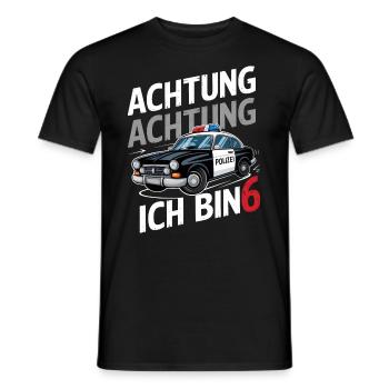 Achtung Ich Bin 6 Polizei 6. Geburtstag - Männer T-Shirt - Schwarz - Vorne - AI Model Male 178 light (178cm)