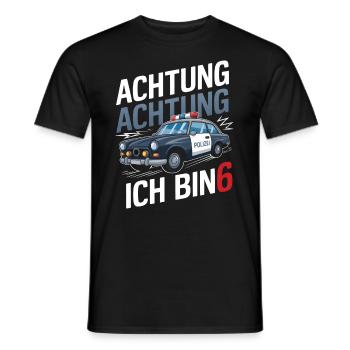 Achtung Ich Bin 6 Polizei 6. Geburtstag - Männer T-Shirt - Schwarz - Vorne - AI Model Male 178 light (178cm)