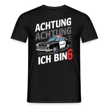 Achtung Ich Bin 6 Polizei 6. Geburtstag - Männer T-Shirt - Schwarz - Vorne - AI Model Male 178 light (178cm)