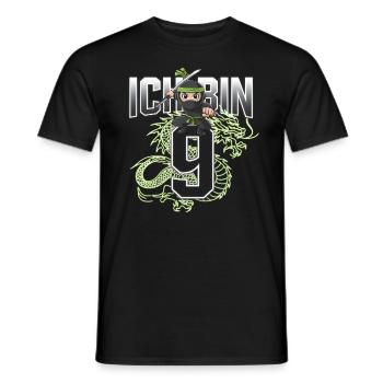 T-shirt d’anniversaire ninja J’ai 9 ans - T-shirt homme - noir - Devant - AI Model Male 178 light (178cm)