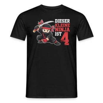 This Little Ninja Is 4 Birthday T-Shirt - Men's T-Shirt - black - Front - AI Model Male 178 light (178cm)