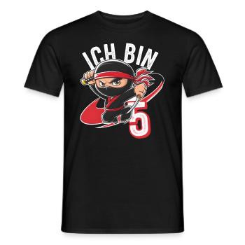 This Little Ninja Is 5 Birthday Shirt - Men's T-Shirt - black - Front - AI Model Male 178 light (178cm)
