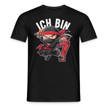 This Little Ninja Is 7 Birthday Shirt - Men's T-Shirt - black - Front - AI Model Male 178 light (178cm)