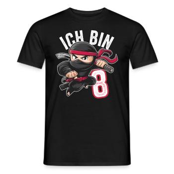 This Little Ninja Is 8 Birthday T-Shirt - Men's T-Shirt - black - Front - AI Model Male 178 light (178cm)