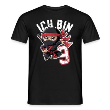 This Little Ninja Is 9 Birthday T-Shirt - Men's T-Shirt - black - Front - AI Model Male 178 light (178cm)
