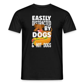 Facilement distrait par les chiens et les hot-dogs - T-shirt homme - noir - Devant - AI Model Male 178 light (178cm)