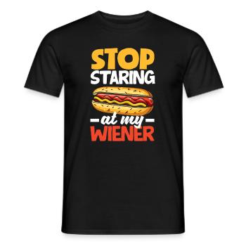 Stop staring at my hot dog - Men's T-Shirt - black - Front - AI Model Male 178 light (178cm)