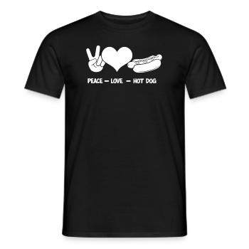 Peace Love Hot Dogs Fun Snack - Men's T-Shirt - black - Front - AI Model Male 178 light (178cm)