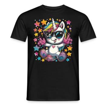 Süßes Einhorn, Bunte Einhörner - Männer T-Shirt - Schwarz - Vorne - AI Model Male 178 light (178cm)