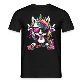 Süßes Einhorn, Bunte Einhörner - Männer T-Shirt - Schwarz - Vorne - AI Model Male 178 light (178cm)