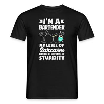 Funny Bartender Saying Bartender Gift - Men's T-Shirt - black - Front - AI Model Male 178 light (178cm)