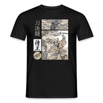 samurai katana Duell vs ninja - Männer T-Shirt - Schwarz - Vorne - AI Model Male 178 light (178cm)