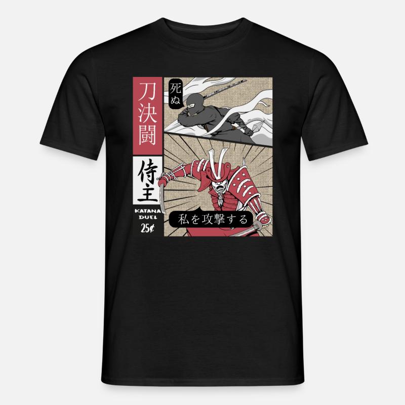 Katana Duell Ninja vs Samurai - Männer T-Shirt - Schwarz