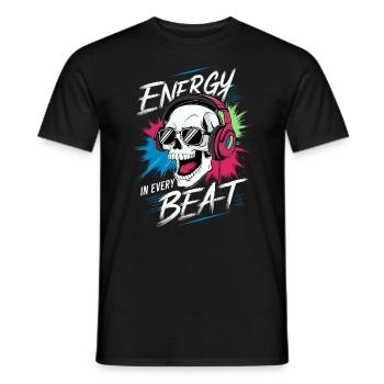 Totenkopf mit Kopfs - Energy in every beat - Men's T-Shirt - black - Front - AI Model Male 178 light (178cm)