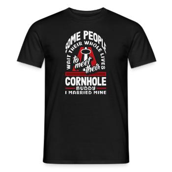 Funny Cornhole Player Gift - Men's T-Shirt - black - Front - AI Model Male 178 light (178cm)