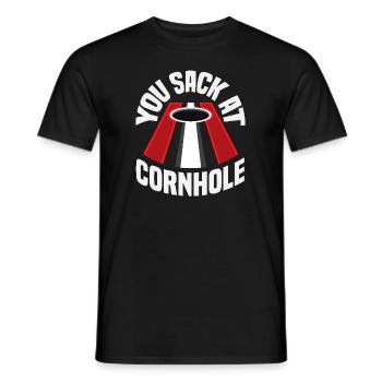 Funny Cornhole Player Gift - Men's T-Shirt - black - Front - AI Model Male 178 light (178cm)